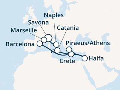 Costa Diadema - Itálie, Řecko, Španělsko, Francie (ze Savony)